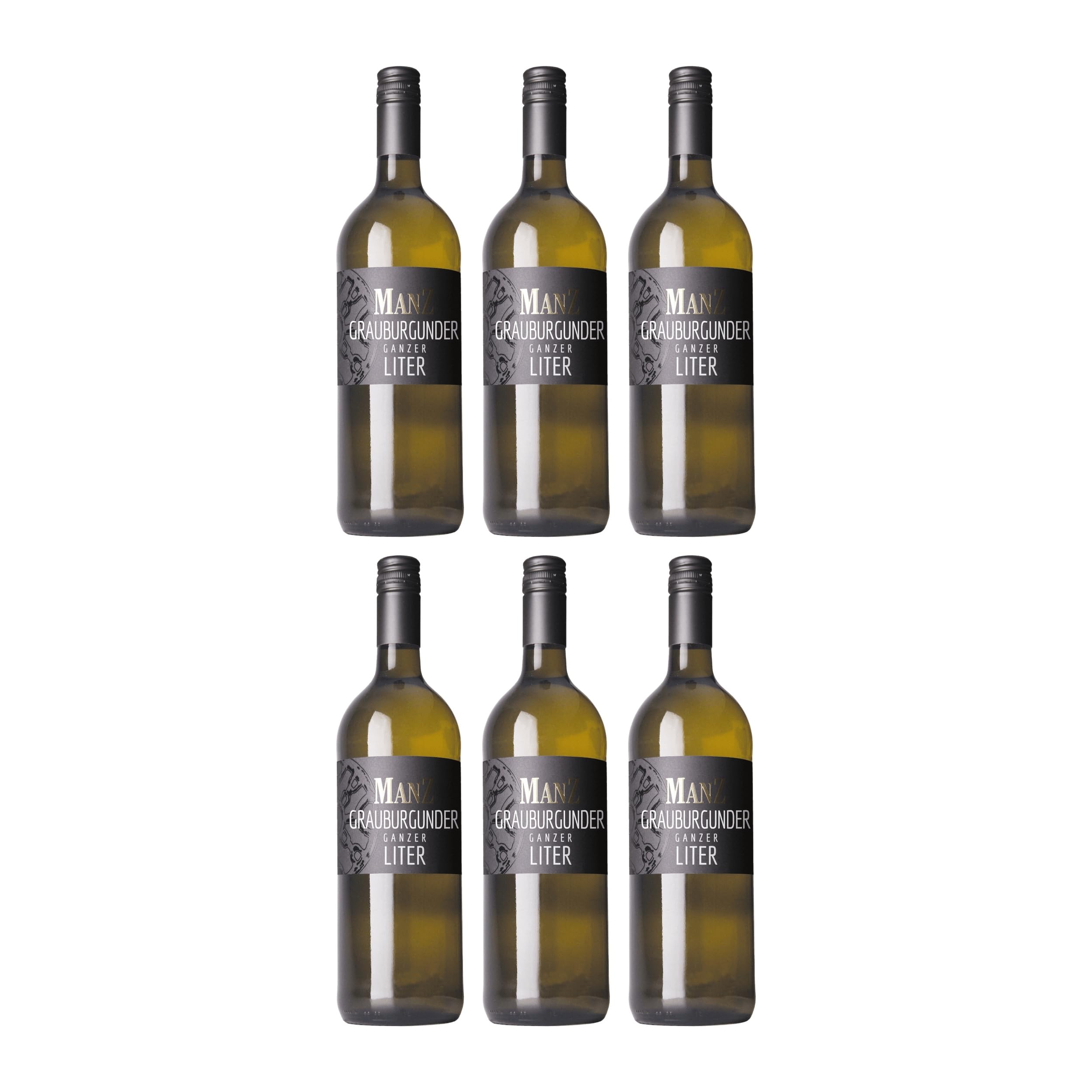 Weingut Manz Grauburgunder Ganzer Liter Weisswein Weiss Trocken Deutschland inkl. FeinWert E-Book (6 x 1 l)