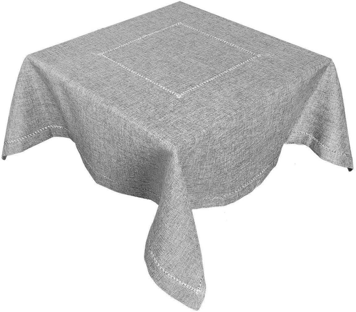 Grelucgo Solid Dark Gray Color Hemstitched Tablecloth (Rectangular 60 x 102 Inches Tablecloth)