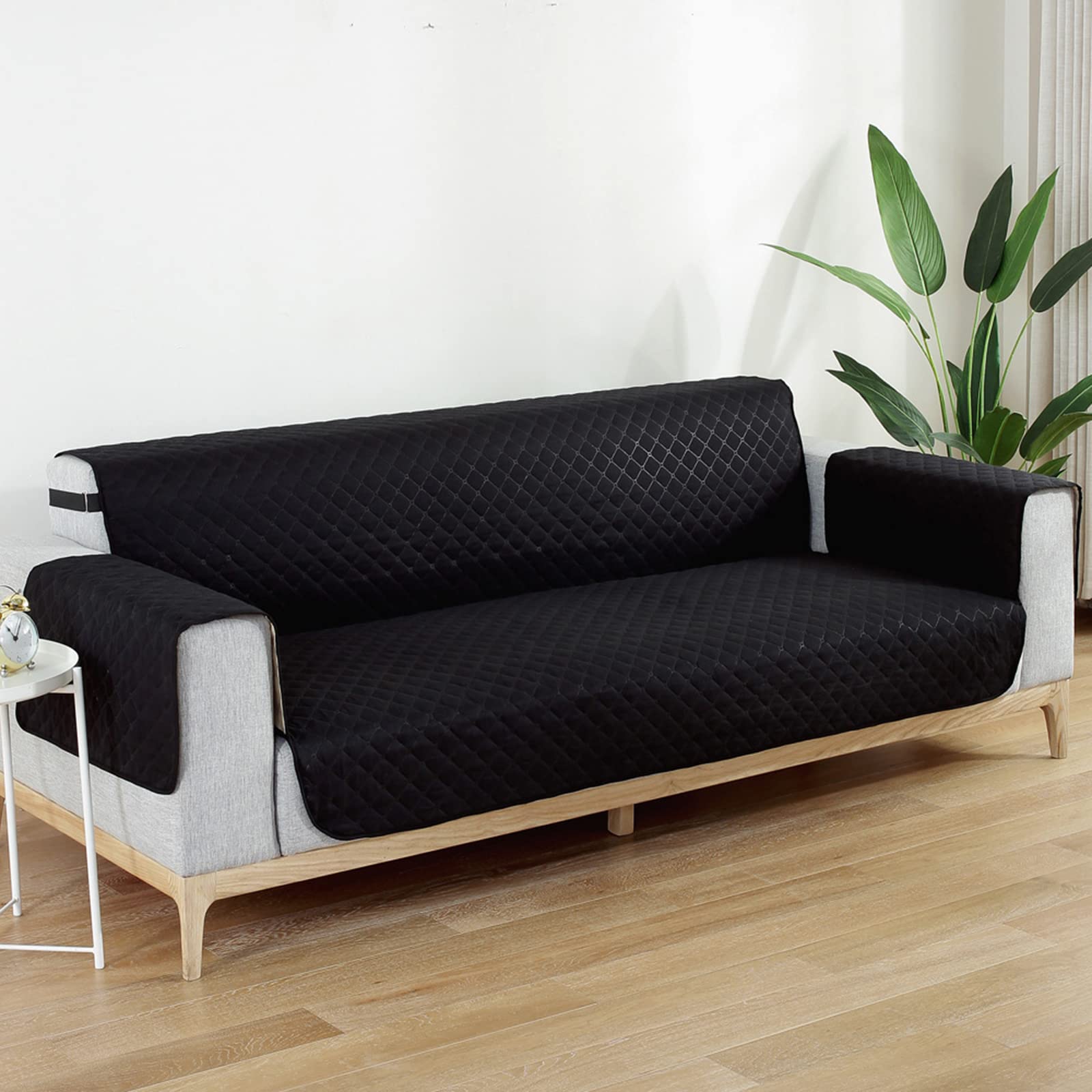 Housse de canapé extensible pour salon familial avec animaux noir M