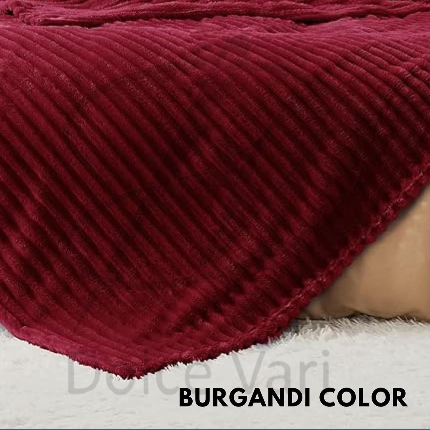 Dolce Vari Fleece Throw Blanket for Sofa or Bed Chunky Rib Popcorn Waffle Design, Soft Warm Cosy Blanket Throw - Image 5