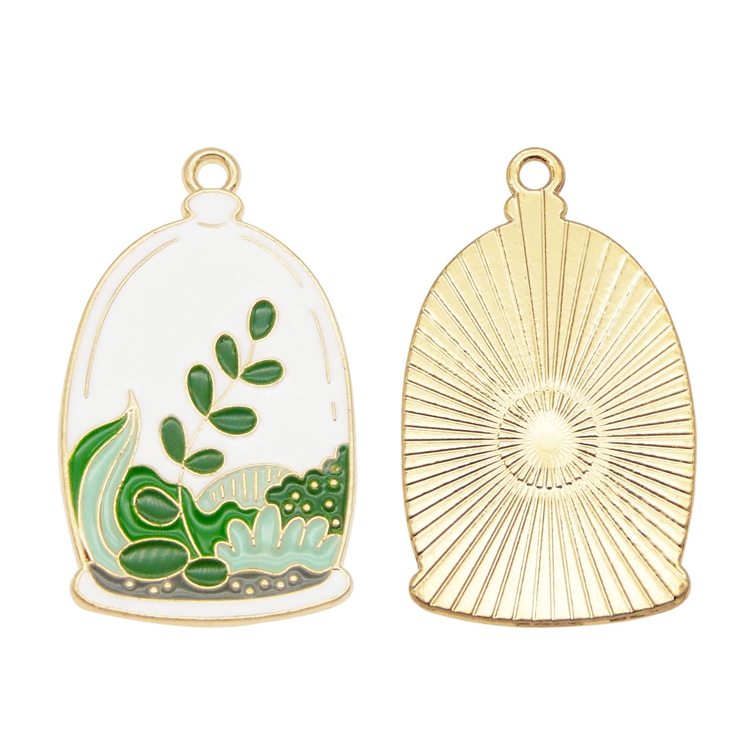 JJGQAZ 20pcs Assorted Cactus Potted Flower Leaf Charms Pendants Dainty Plant Enamel Dangle Charms for Earrings Jewelry Making Necklace Bracelet