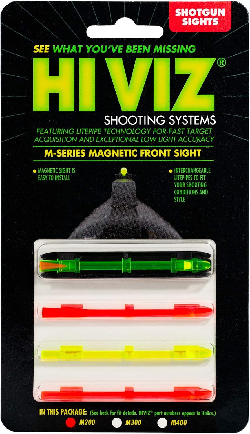 HIVIZ M-Series Magnetic Shotgun Sight – Front Sight for Most Ribbed Shotguns – Includes Interchangeable LitePipes in Green, Red & Two-Tone – Magnetic Snap-On Base – Fits Multiple Rib Widths
