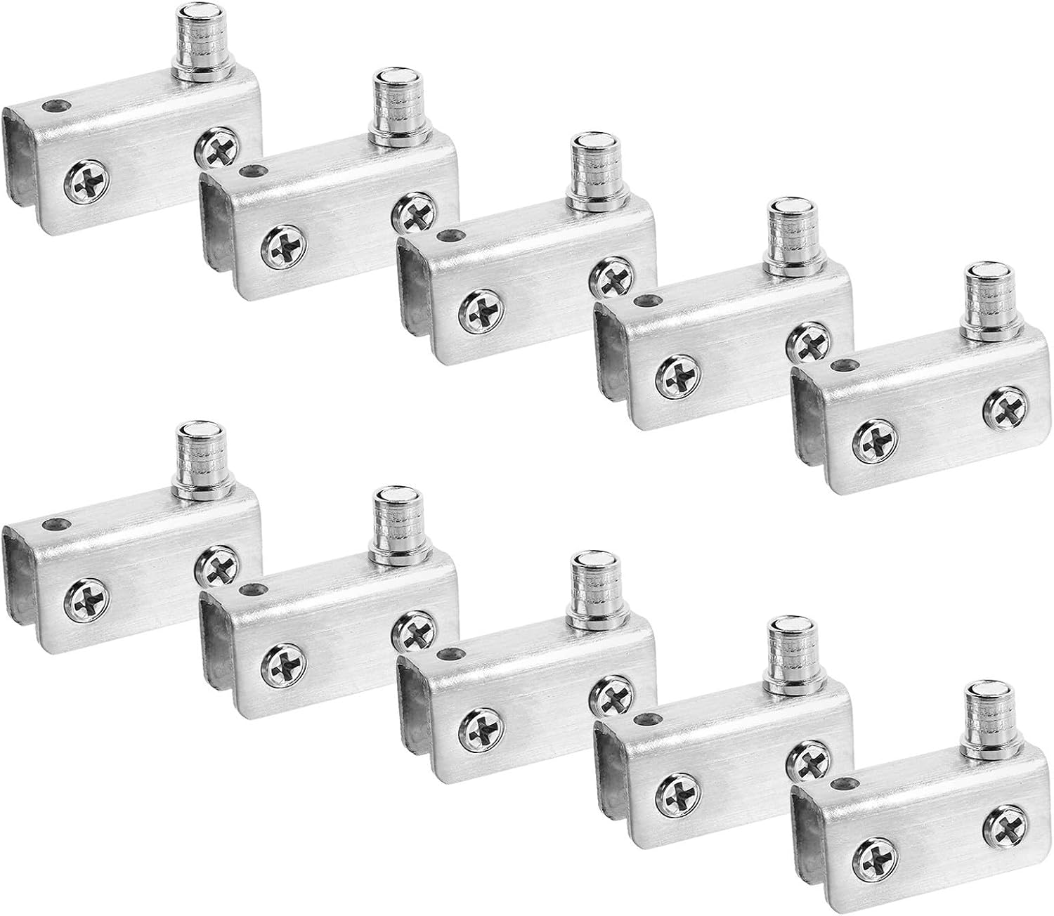 10pcs Glass Door Pivot Hinges Brushed Silver Stainless Steel