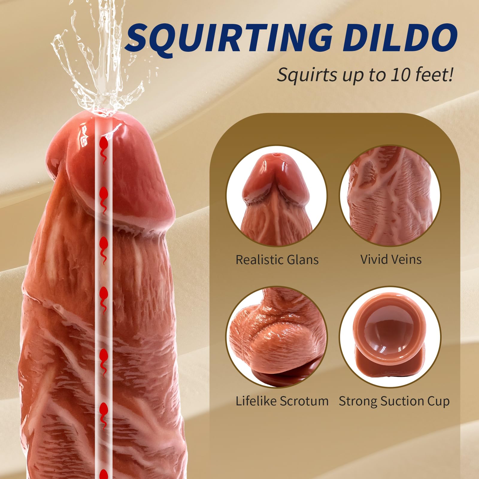 Squirting Dildo Ejaculating Toy, 9.06Inch Realistic Dildos Real Skin Soft Dildo Sex Toys，Anal Dildo with Strong Suction Cup,Prostate Dildo for G & P Spot,Adult Toy for Women Men: Large