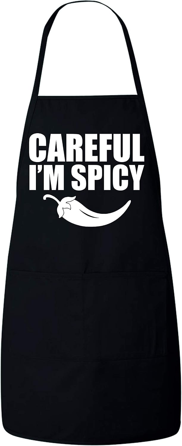 Freedomtees Careful I'm Spicy Funny Hot Chili Peppers Food Lover Chef Kitchen Apron Gift Black New