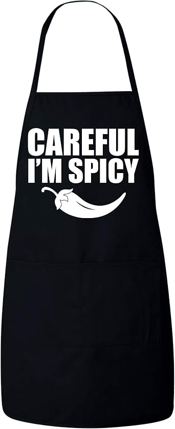 Freedomtees Careful Im Spicy Funny Hot Chili Peppers Food Lover Chef Kitchen Apron Gift Black New