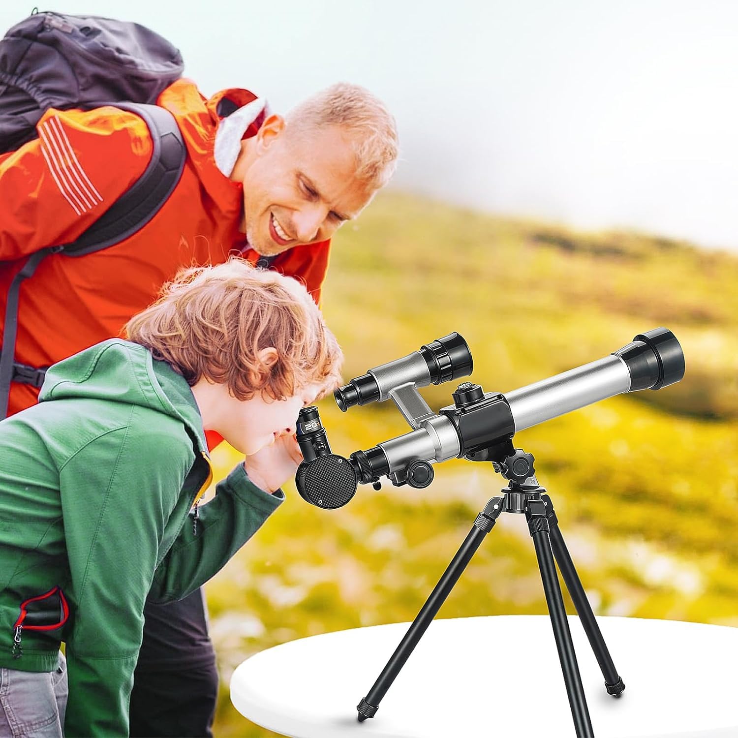 Telescopio para niños de 8 a 12 años – Brújula de deseos telescópica de astronomía para principiantes, aumento de 20 x 30 x 40 x, portátil para viajes, regalo y juguete para niñas y niños de Navidad 2