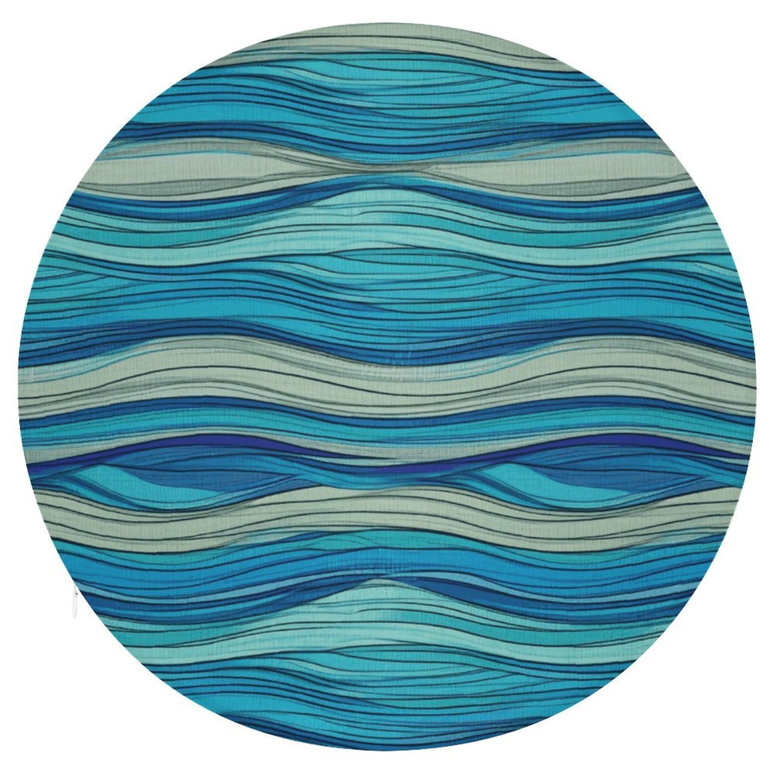 FekiLoot Ocean Stripe Pattern Seat Cushion Comfort Memory Foam Seat Cushion Chair Pad Soft Round Stool Cushion Chair Cushion Removable Washable Cover for Home Office Outdoor Bistro 15.35 Inch
