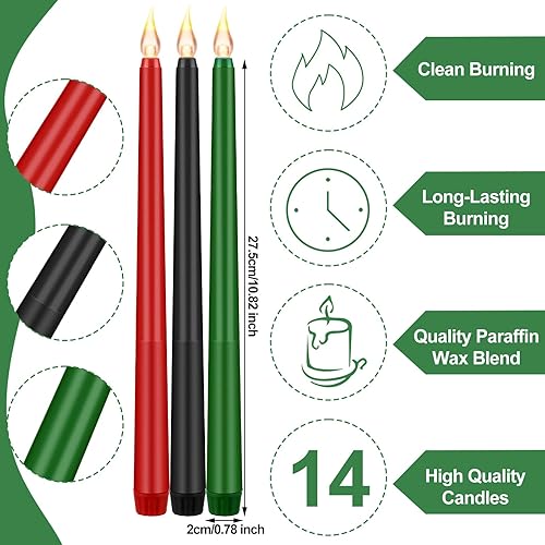 Miniatura 2 de 7 velas LED Kwanzaa Mishumaa Saba verde, rojo y negro, velas cónicas para decoración de iglesia