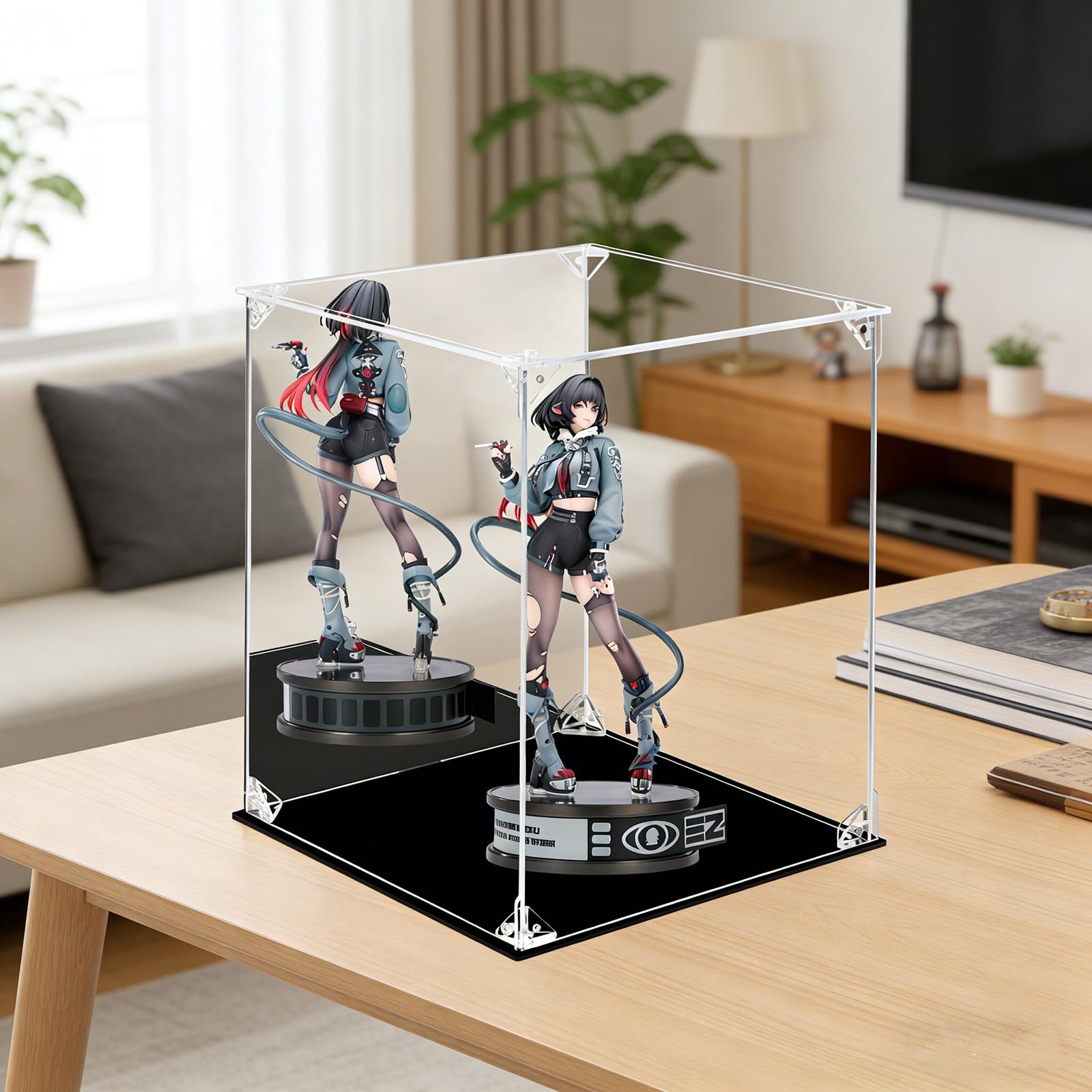Vitrine en acrylique - Figurines d'action transparentes avec dos miroir - Vitrine étanche à la poussière - Vitrine en verre alternative pour objets de collection, figurines, modèles, jouets