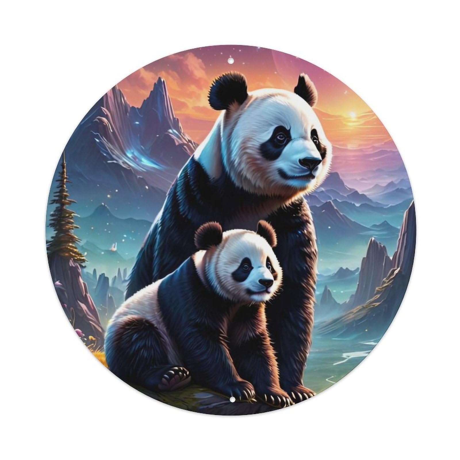 Animal Looking at The Distant Panda Metal Tin Sign
