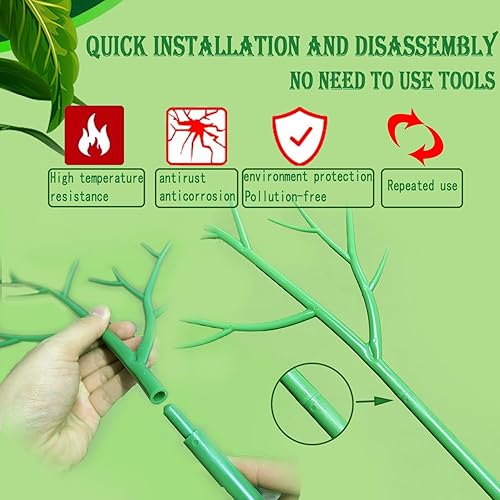 Miniatura 4 de Karida Juego de 5 estacas desmontables de soporte para plantas de 39.37 pulgadas, ramitas enrejadas para plantas de interior y exterior, plantas en