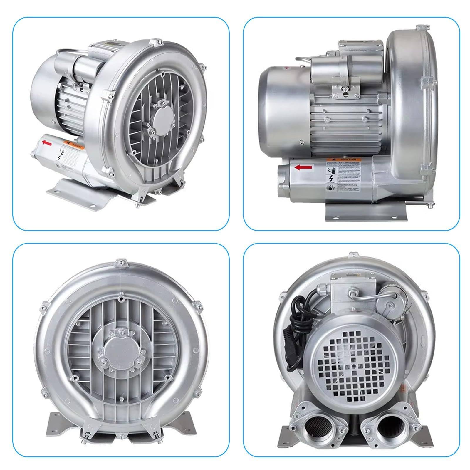 Genérico Soplador regenerativo de Alta presión - Bomba de Anillo de vórtice de 120 W para vacío Industrial, soplado y succión de Aire, Ideal para aireación de Aguas residuales y estanques de Peces de