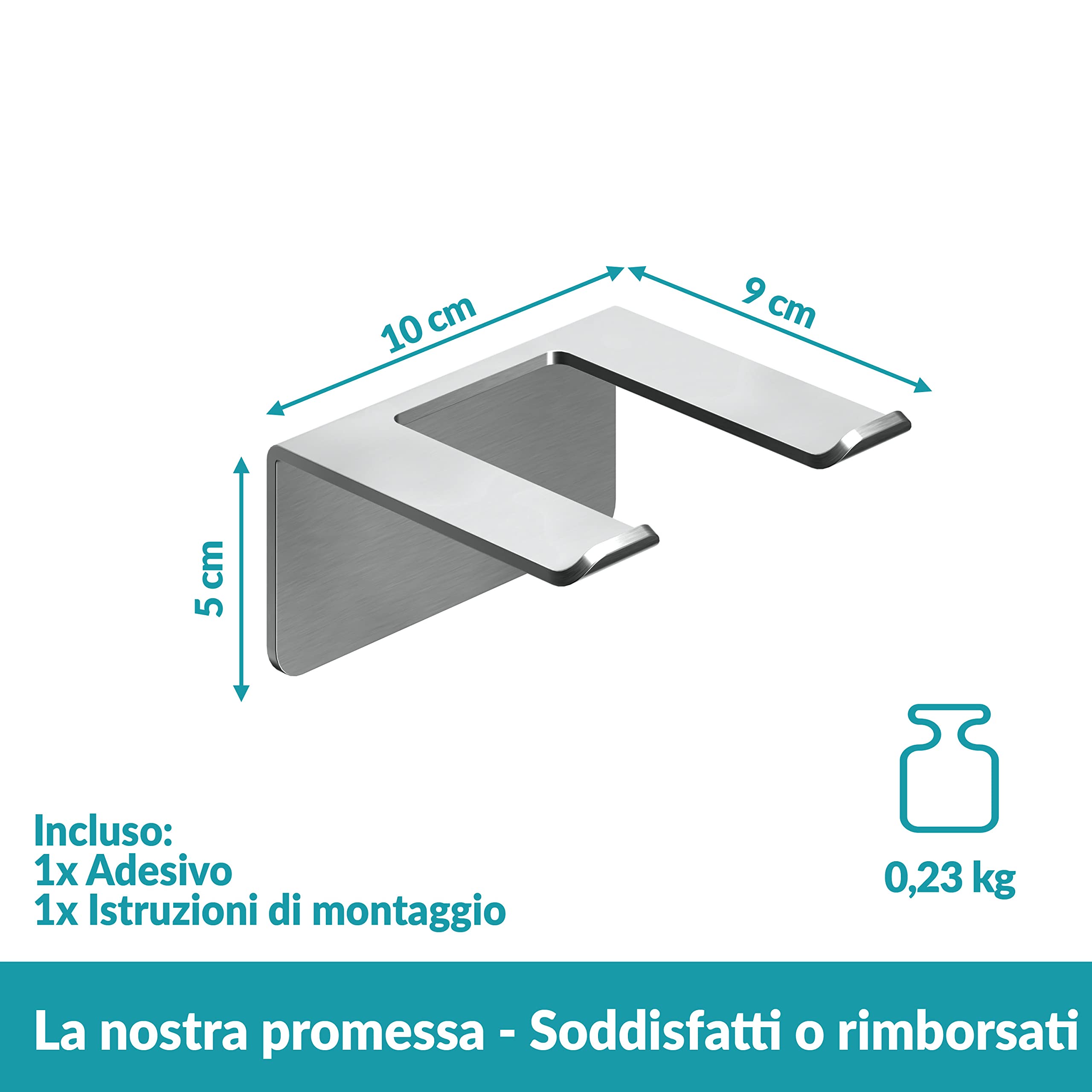 WEISSENSTEIN Porta asciugacapelli da Parete Adesivo | Supporto asciugacapelli da Parete | Porta asciugacapelli acciao Inox