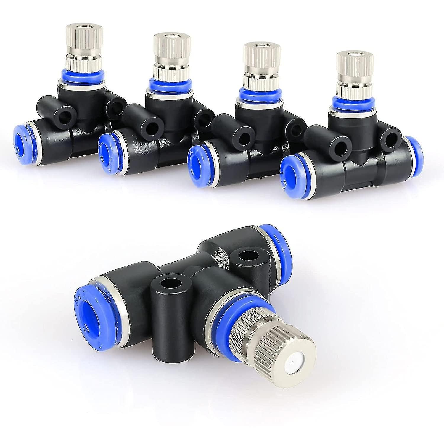 skyblue (5pcs) 6mm Atomization Fogger Nozzles with Tee Connector for Misting Fogging Spray Sprinkler Cooling Sprayer Automatic Irrigation Cooling Kit - Pack of 5pcs set-picture-23