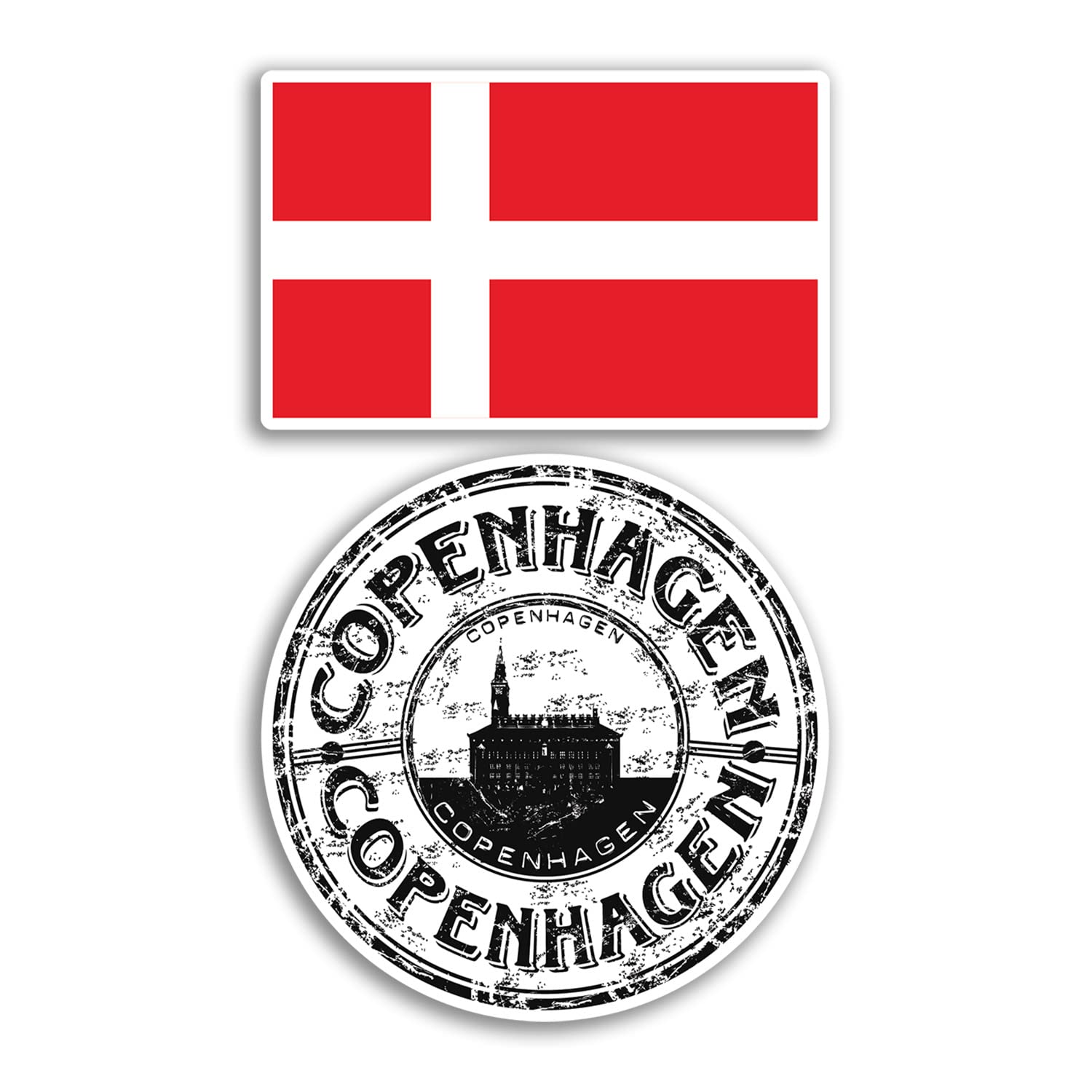 2 x 10cm Wide Copenhagen Vinyl Stickers - Denmark Danish Holiday Flag Travel Gift #78555