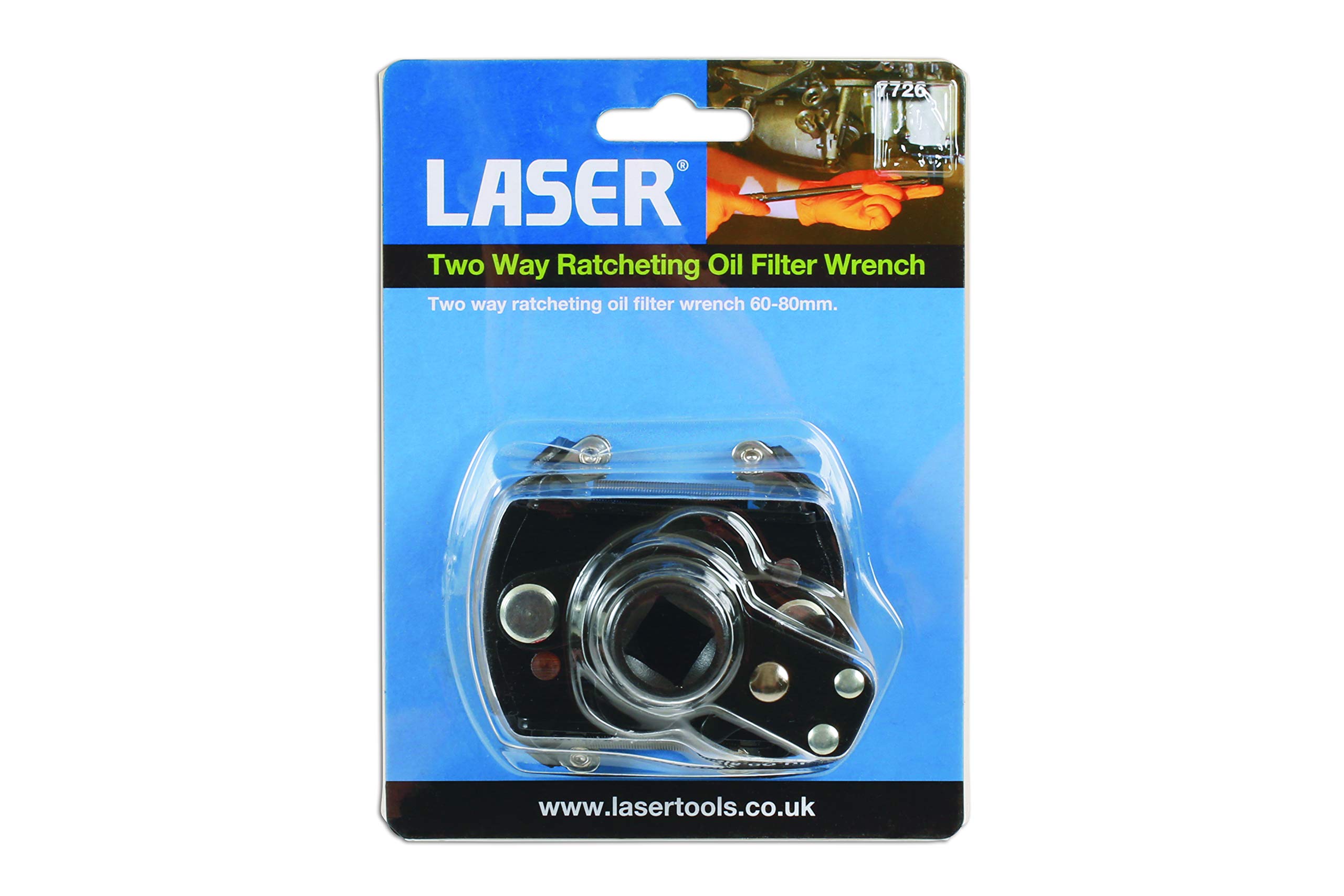 Laser Tools 7726 Two Way Ratcheting Oil Filter Wrench 60-80mm