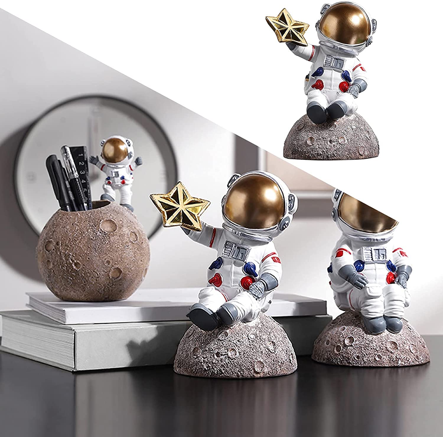 Figura de astronauta de resina, estatua de astronauta, escultura de astronauta, estatua de espacio exterior para decoración del hogar, adorno de oficina, estilo B