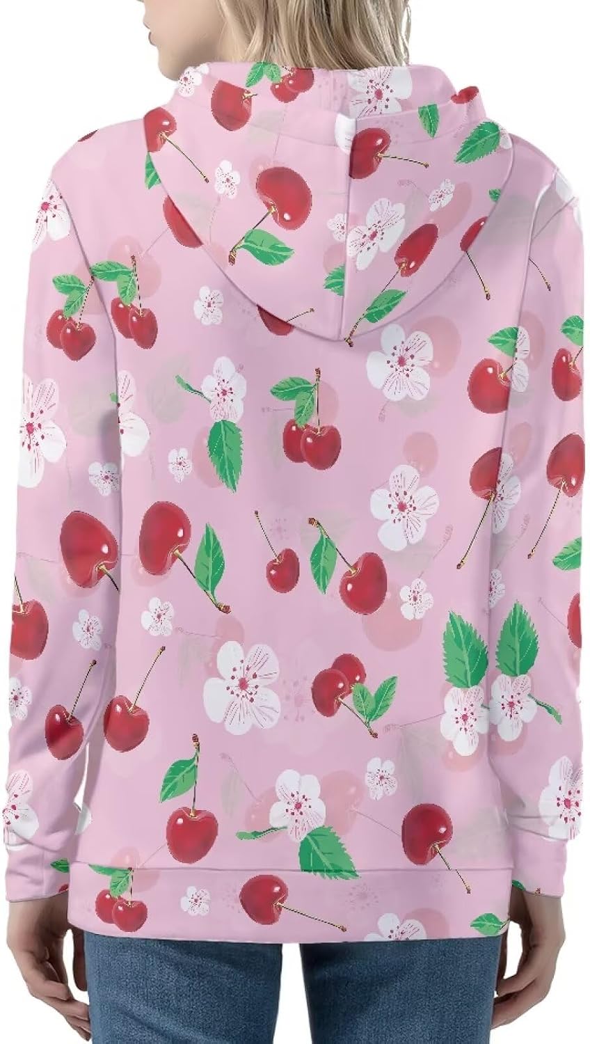 Amzbeauty Long Sleeve Hoodies For Women Zip Up Cute Printed Casual Drawstring Hooded Sweatshirts