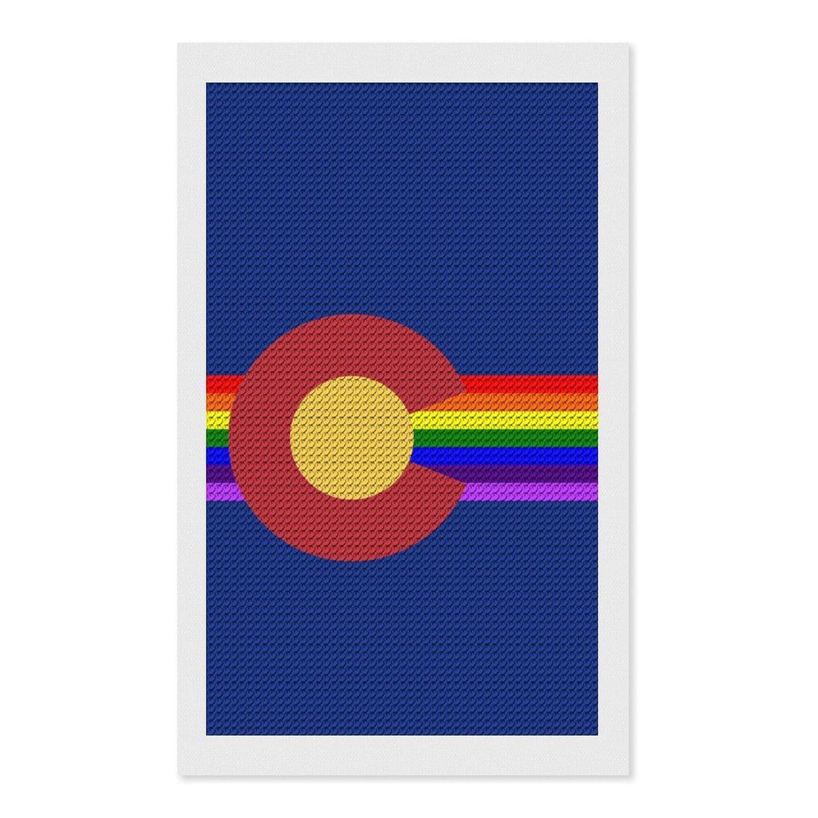 Nclqvjxzkhw Style Colorado Lgbt Flag Diamond Art Painting For Adult Round Diamonds Pictures Arts Crafts Home Wall Decor 12"X20"