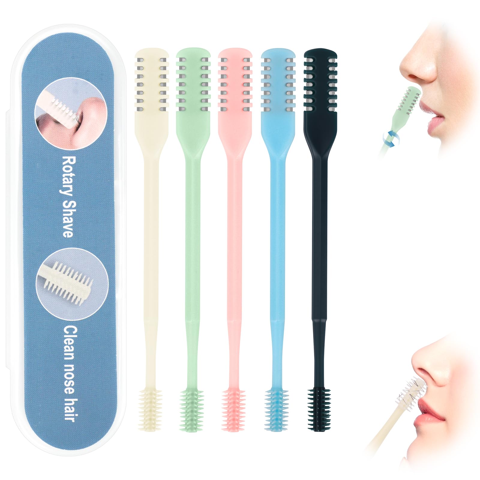 5PCS 2-in-1 Nasal Hair Cutter Upgrade Manual Double Sided Nose Hair Trimmer Cutter for Women and Men 360