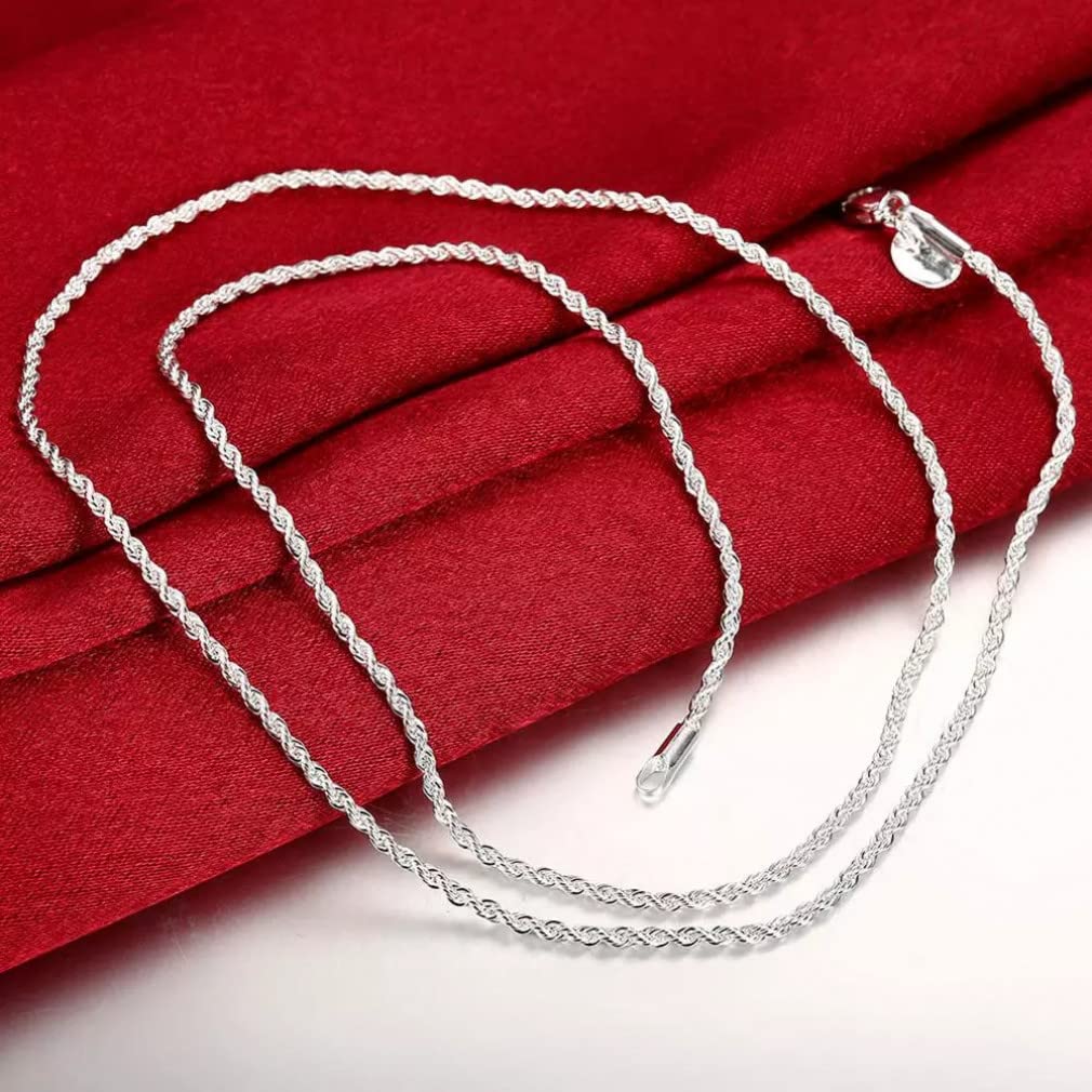 Catena di Corda da 2 mm per Collana con Ciondolo Collana con Catena Intrecciata da 40-60 cm con Gioielli in Argento Sterling 925 da Donna e da Uomo