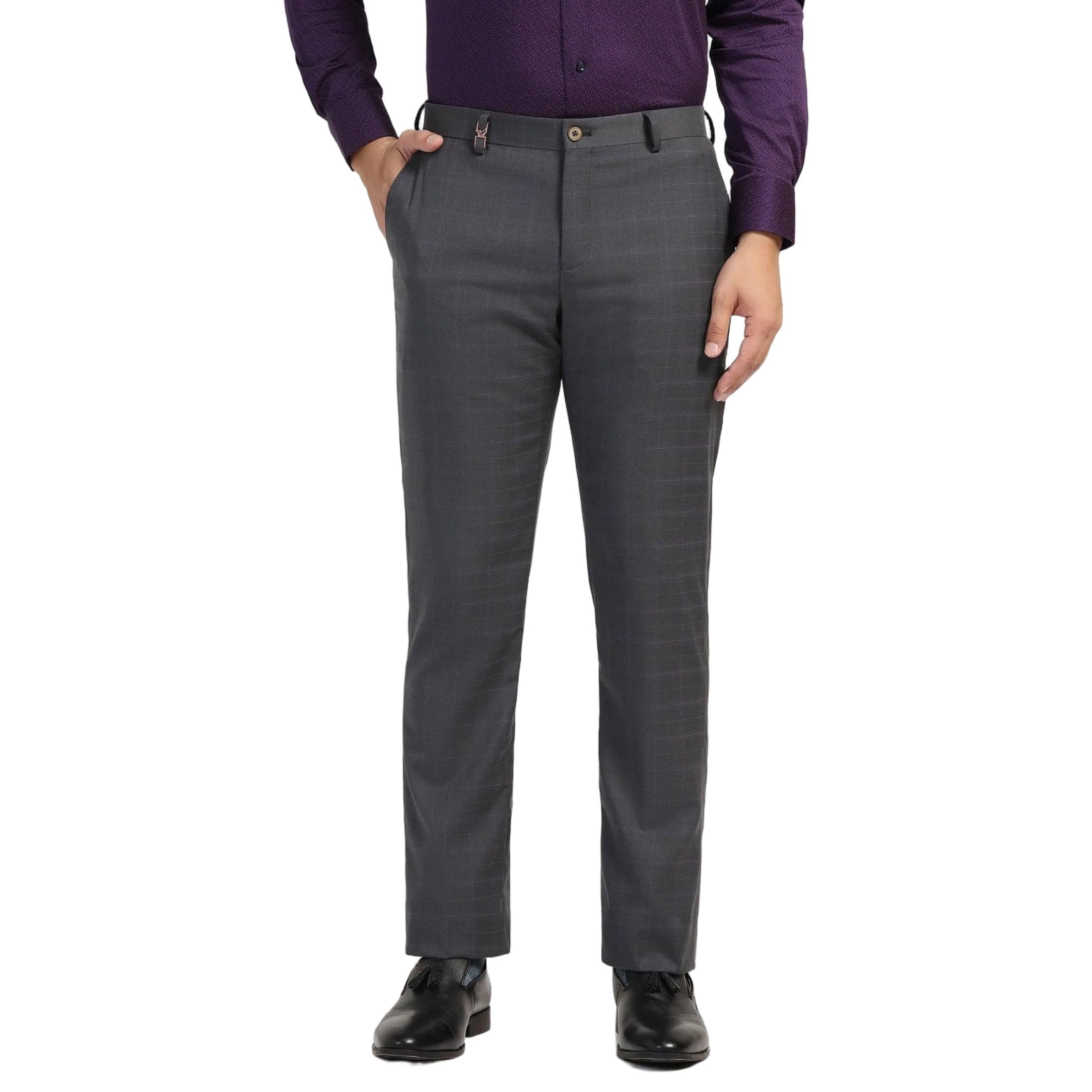 Men's Polyester Blend Slim Formal Trousers-image-26