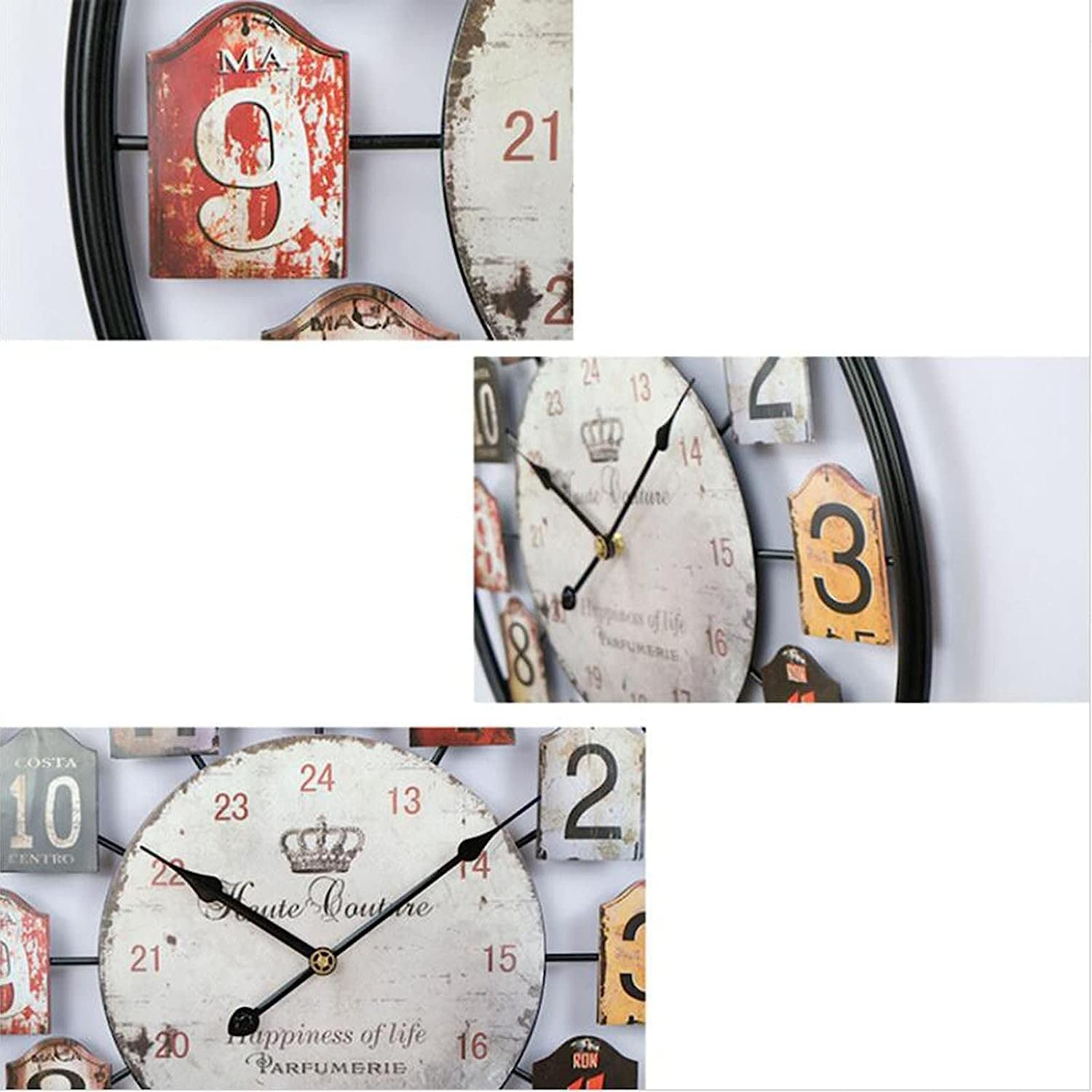 Orologio da Parete da Cortile 20 pollici/50 cm Metallo Rotondo per Giardino