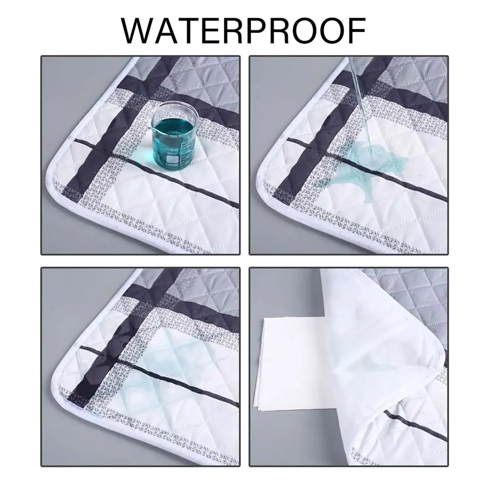3 Pcs Urine Mat Elder Incontinence Pad Bed Protector Adult Diaper Nappy Beding Sheet Cloth Breathable Waterproof Washable Mattress para Doméstico(100x150cm)