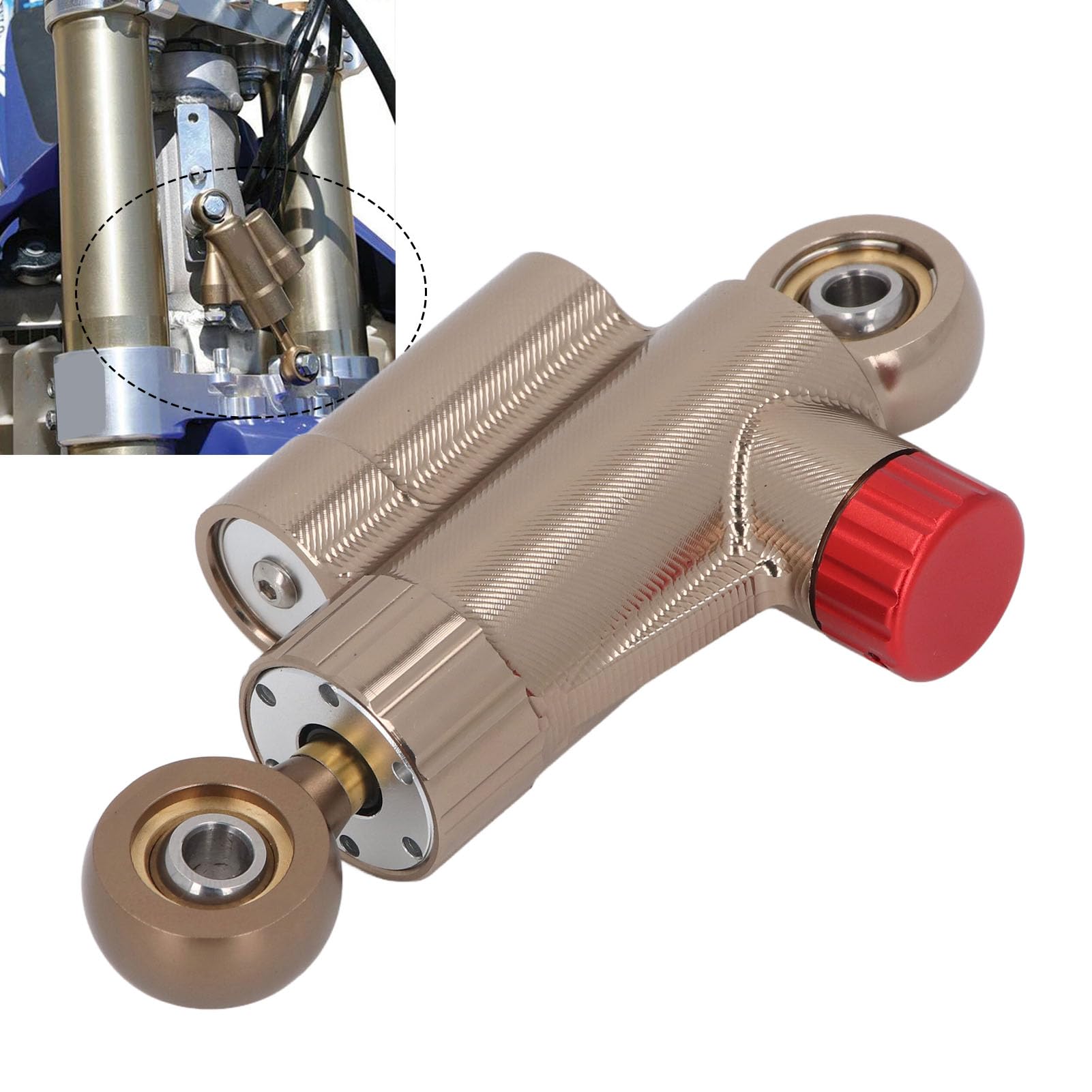 Einstellbarer CNC-Lenkungsdämpfer, Verbesserter Stabilitätsstabilisator für Motorräder, Gold, Universelle Passform, Import-Dämpfungsöl, Bereich von -40 °C Bis 100 °C