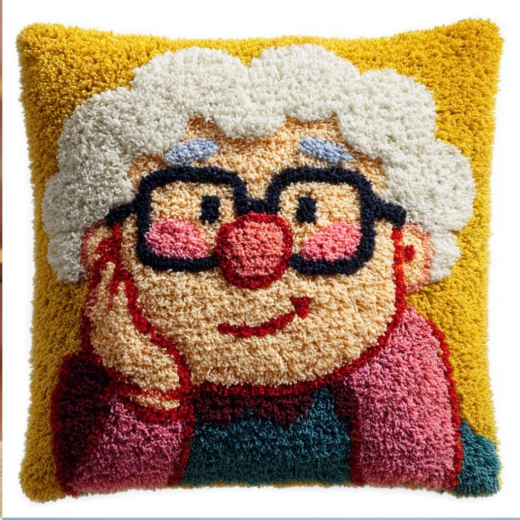 AxiangziK Latch Hook Embroidery Kit,Cartoon DIY Throw Cushion Cover 43X43Cm