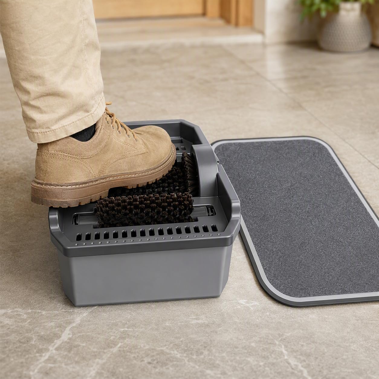 Nettoyeur de Chaussures Manuel détachable avec 3 brosses, 1 Tampon Absorbant, sans électricité, résistant aux éclaboussures, la maisonle Bureau