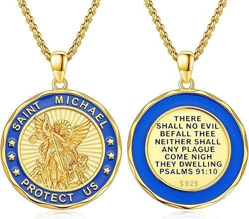 Vista 185 de Collar con colgante de plata de ley 925 con medalla de San Patrón, joyería religiosa para hombres y mujeres, con cadena de acero inoxidable 316L