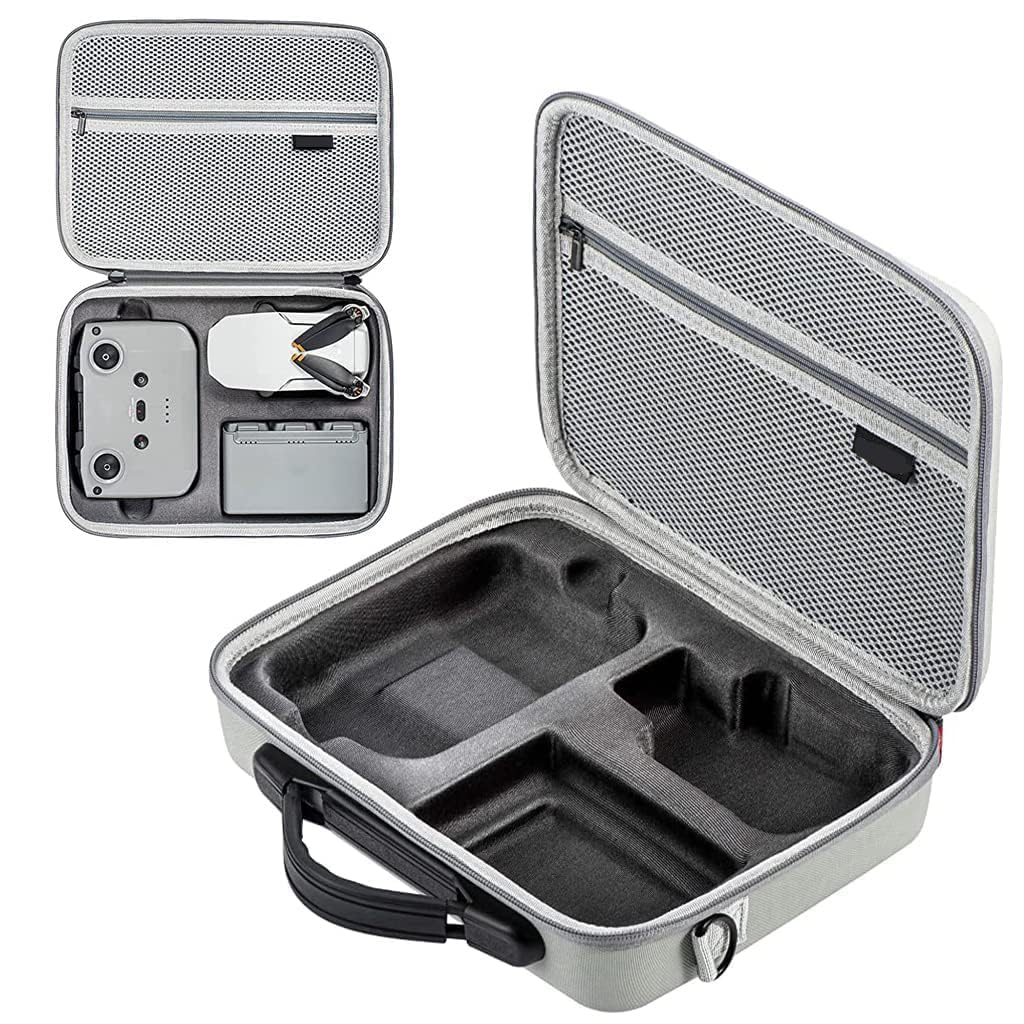 Waterproof Portable Storage Case for DJI Mini 2 / DJI Mavic Mini 2 SE (DJI RC N1 Controller) Shoulder Strapped Carry Bag : Double Layer Can Hold Tablets, Landing Pad, Tablet Holder and Other DJI Kits (Grey)-image-31