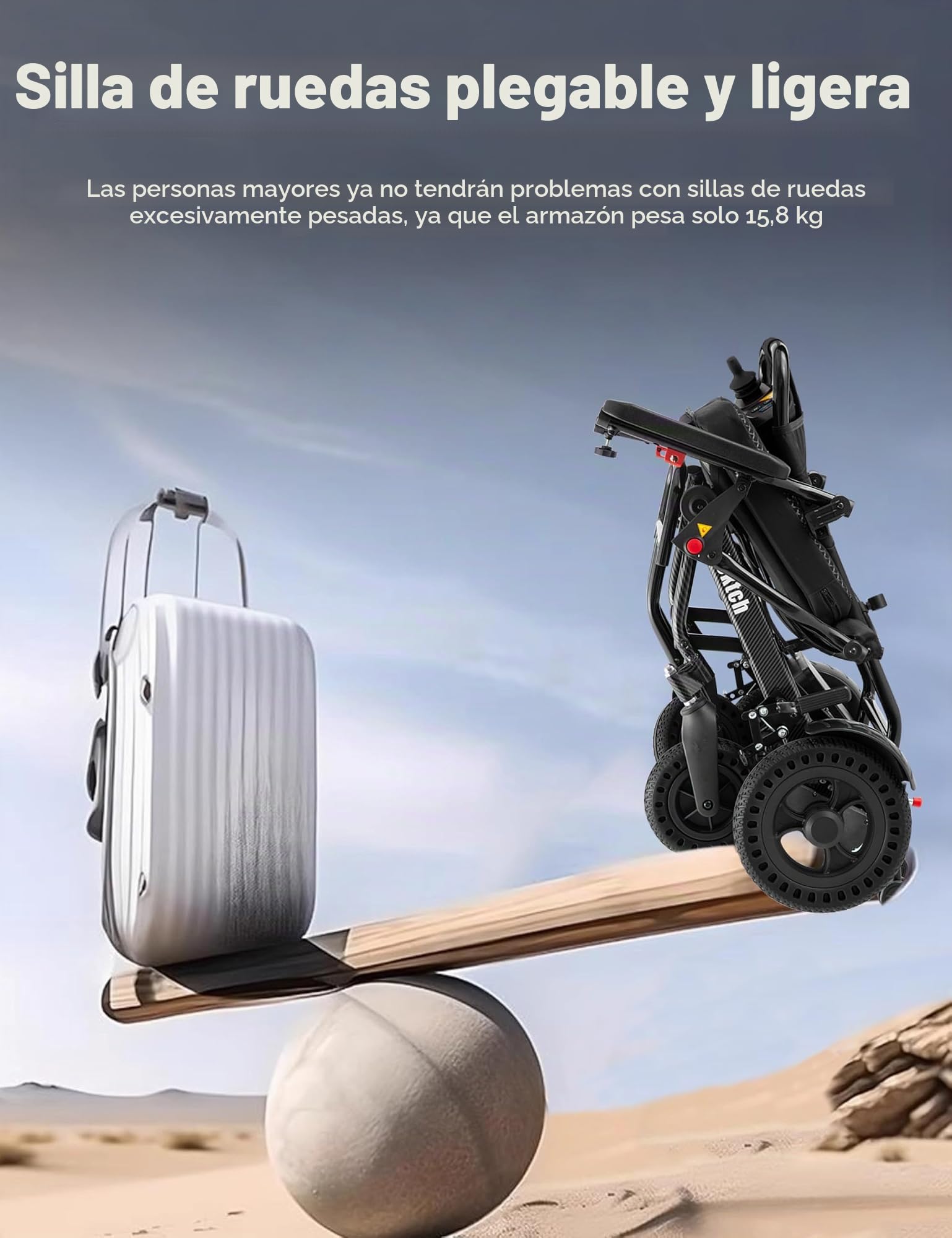 Silla de ruedas eléctrica ligera para adultos, sillas de ruedas eléctricas ligeras de 12.7 kg para adultos, 13 km de largo alcance, silla de ruedas motorizada inteligente para personas mayores