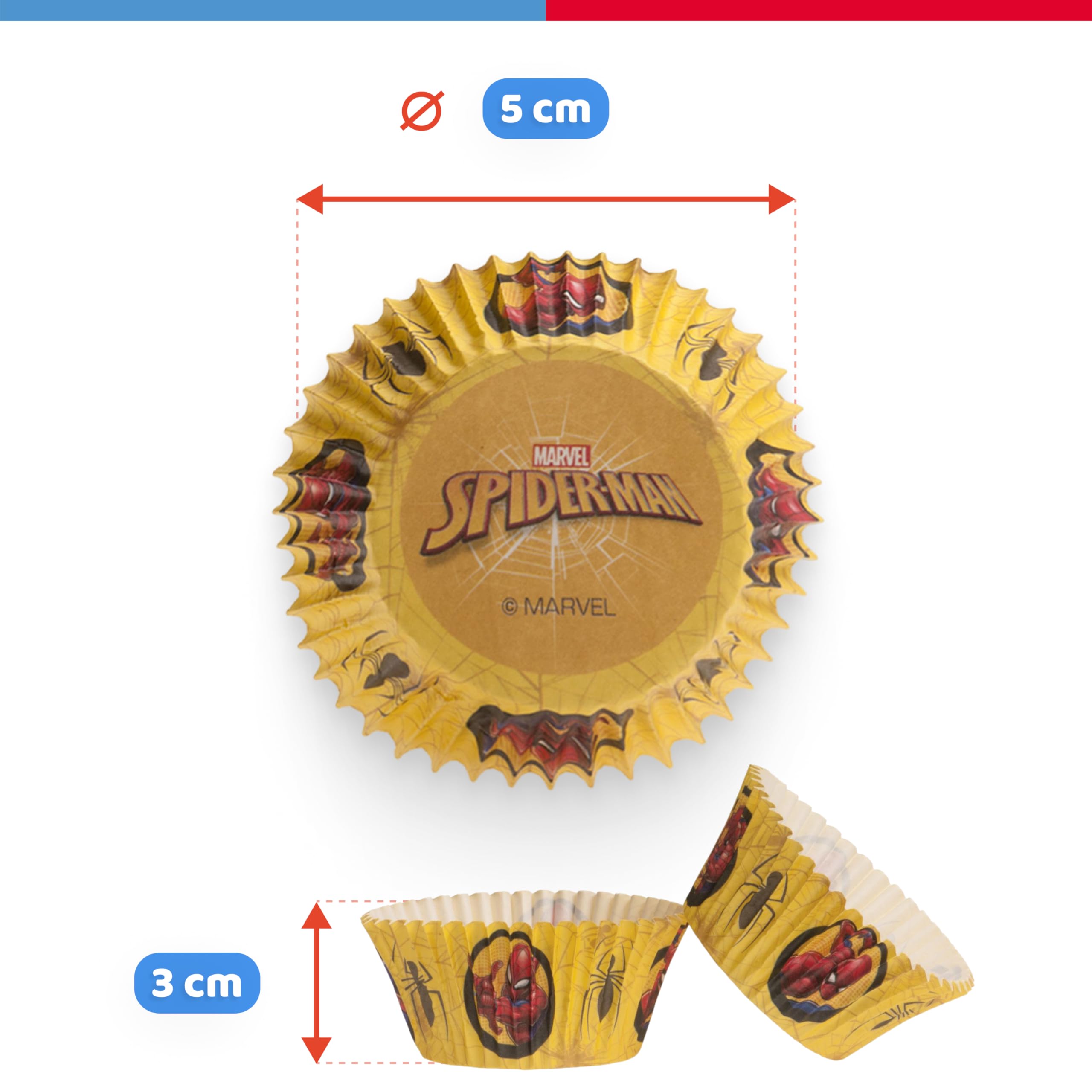 Spiderman zestaw 20 sztuk jadalnych wtyków + 25 x miseczek do muffinek, dekoracja tortów, urodziny dziecka, dekoracja muffinek, foremki do babeczek