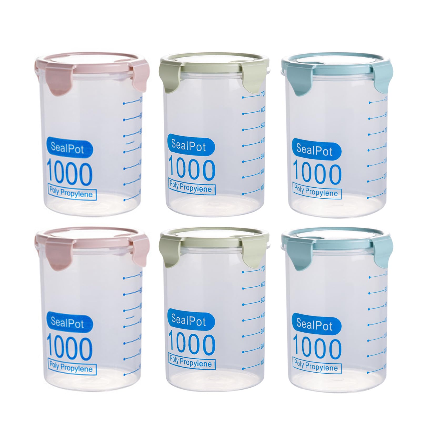 Xjdzineq Leakproof Storage Jars with Tight Seal Lids for Rice Flour and Snacks Clear Kitchen Containers Sealing Jars for Food