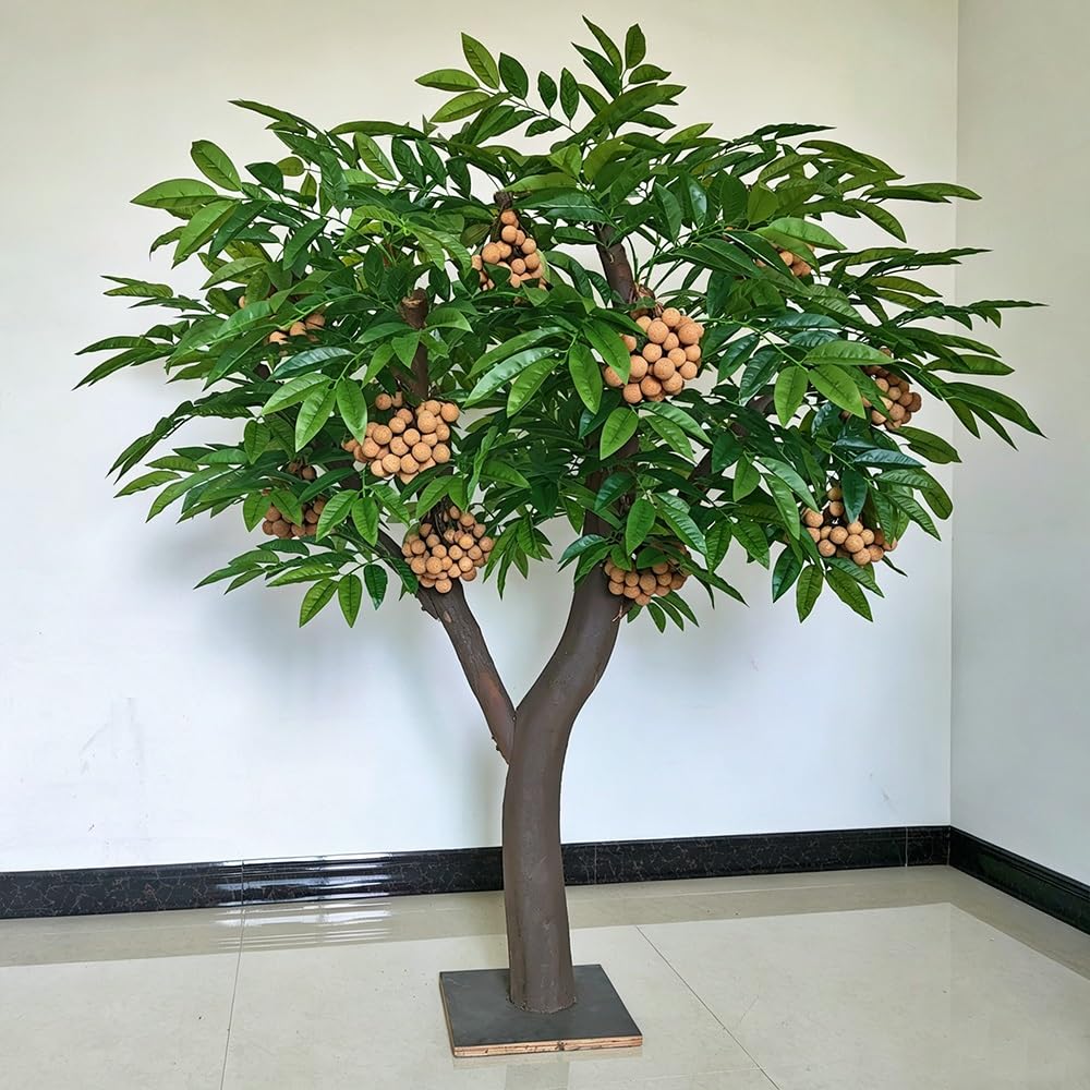 Indoor Large Fake Hawthorn Tree, Lifelike Artificial Fruit Bearing, Decorative Simulation for Restaurant Shop Wedding Scene Layout(3M)