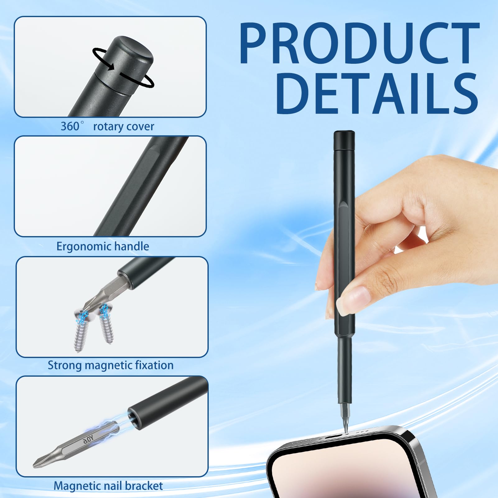 63 En 1 Destornilladores Precisión, Destornillador Precision con Torx T3 T4 T5 T6 T7 T8 T10, P2/P5, Etc, Destornilladores de Precision para Macbook, Switch, PS4, PS5, Xbox, PC, Laptop, Gafas — view 3