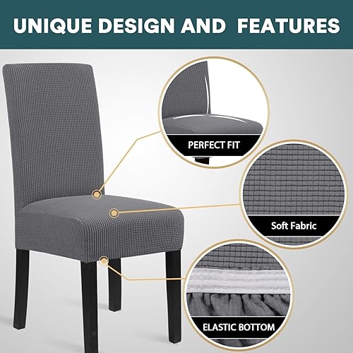 Miniatura 3 de Jacquard Spandex Dining Room Chair Covers Set of 246,Elastic Chair Protector Stretch Removable Washable Seat Covers for Dining Room, Wedding,