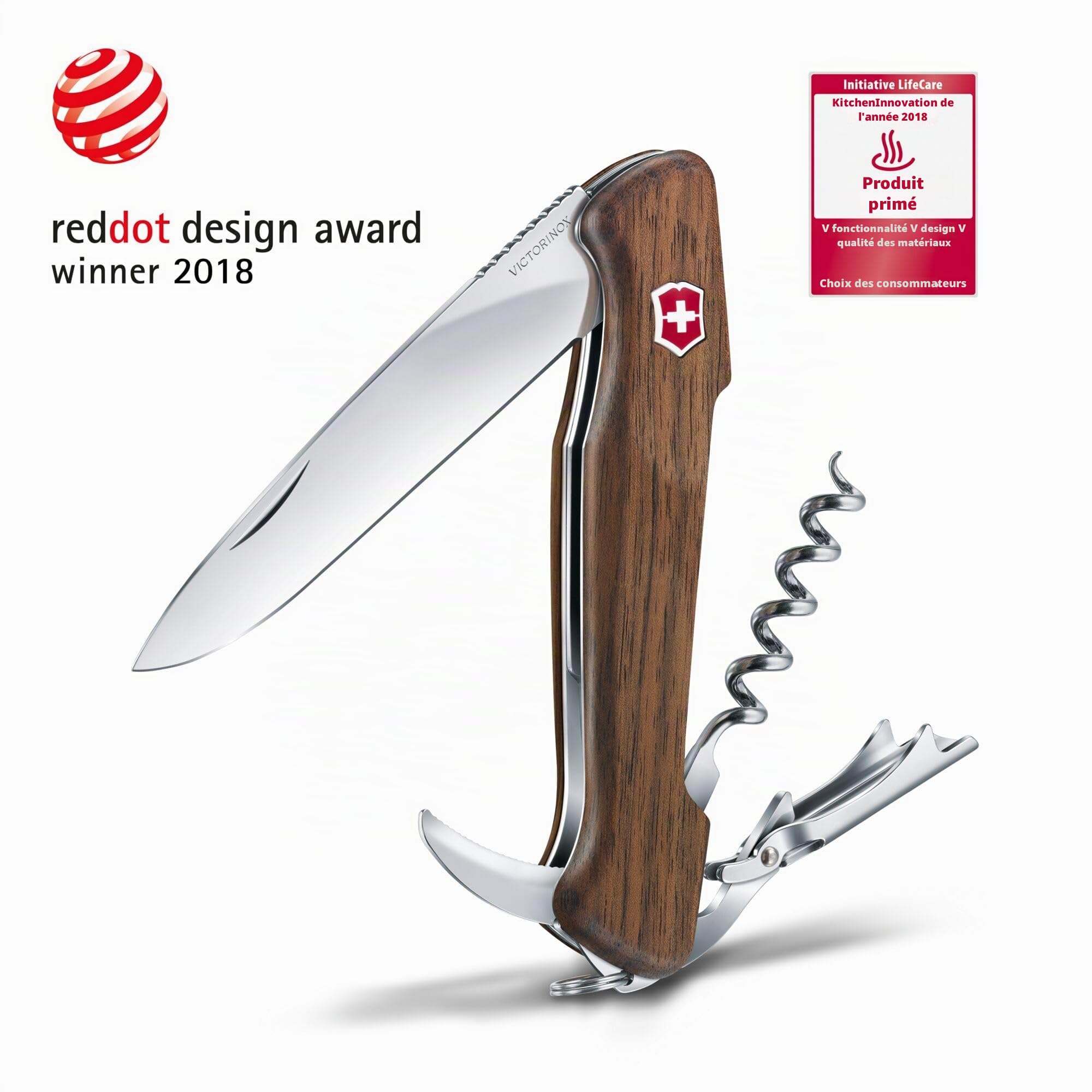 Victorinox Wine Master Couteau de Poche Suisse, Multitool, 6 Fonctions, Ouvre Boite, Tire bouchon, Bois