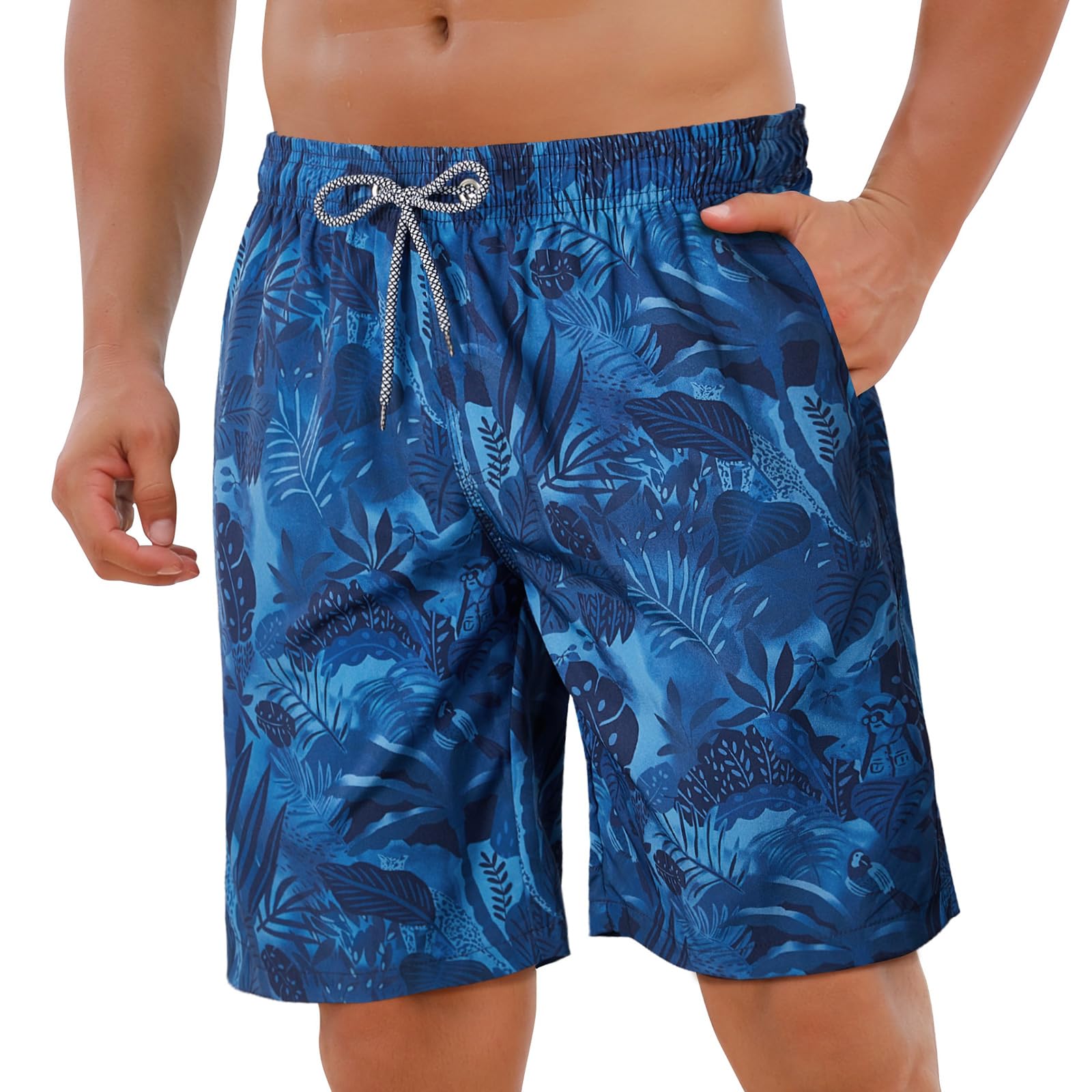 zeetoo Mens Swim Shorts 9 Inch Swim Trunks Quick Dry Stretch Bathing Suits Beach Shorts with Mesh Lining