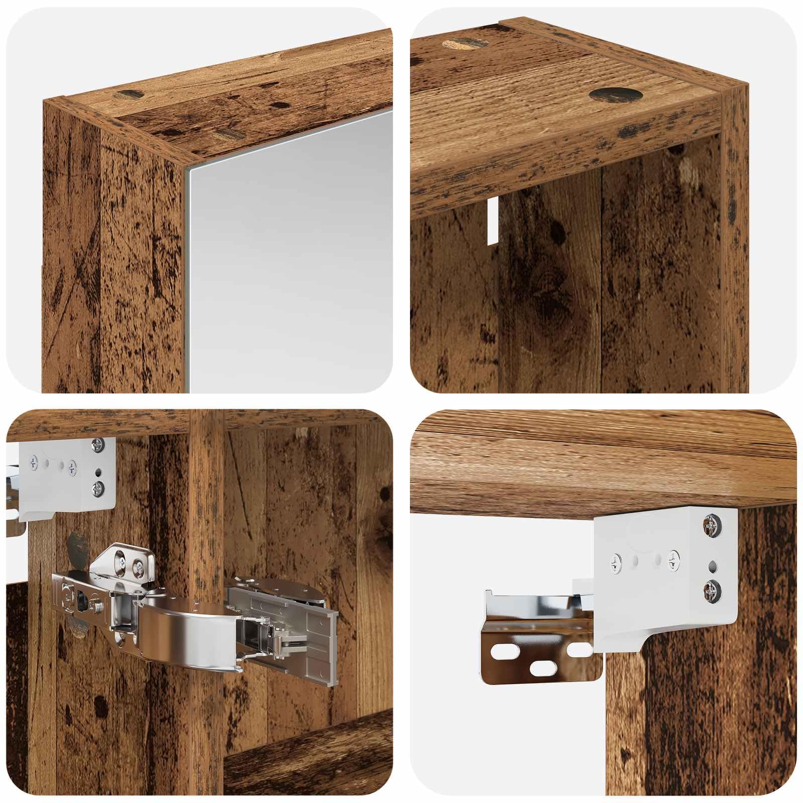 vidaXL Badezimmerschrank-Set 3 pcs 130 x 14,5 x 70 cm Holzwerkstoff, Badezimmer-Schrank, rechteckiger LED-Spiegel, moderner Wand-Organizer, praktischer Platzsparer