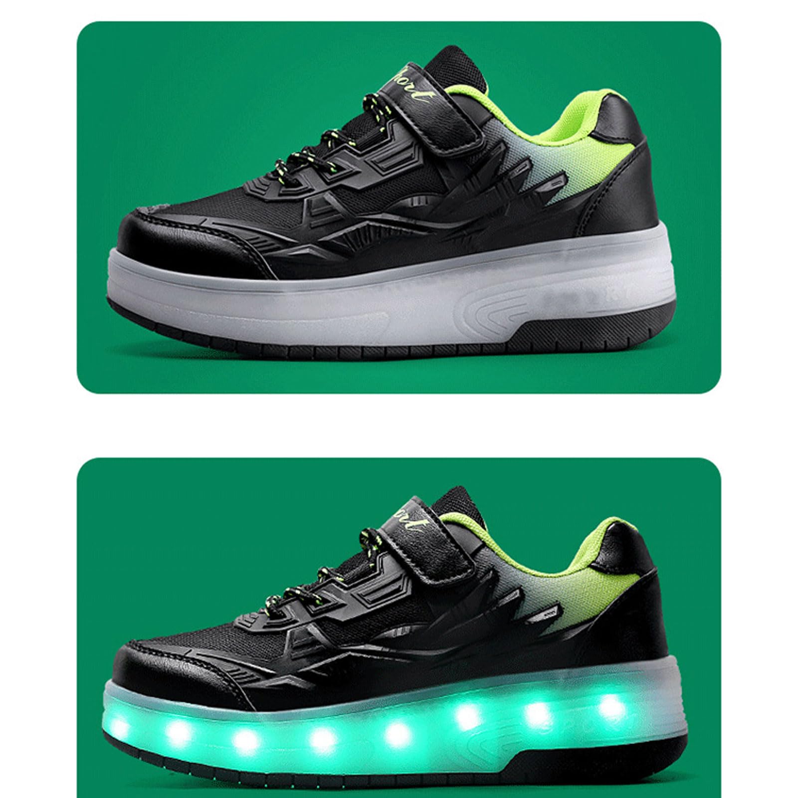 Patins à roulettes 2 en 1 Rétractables avec LED Lumières, Rechargeables, pour Enfants Filles Garçons
