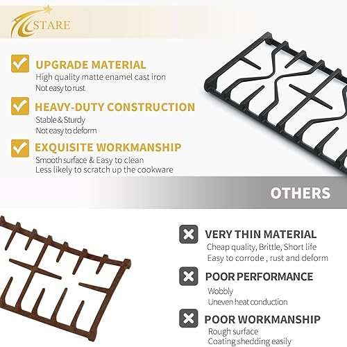 Miniatura 6 de WB31X27151 Piezas de repuesto de rejilla de estufa para GE Stove Parts WB31X24736 Rejilla de quemador para estufa General Electric Gas Range Parts