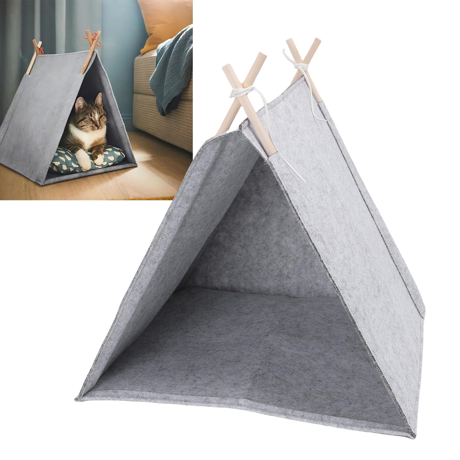Asixxsix Lits pour Chats D'intérieur, 36 X 40 X 43 Cm, Tente en Feutre pour Animaux de Compagnie, Tentes Portables pour Chiots, Lapins, Petits Chiens, Chats, Tipi pour Animaux de