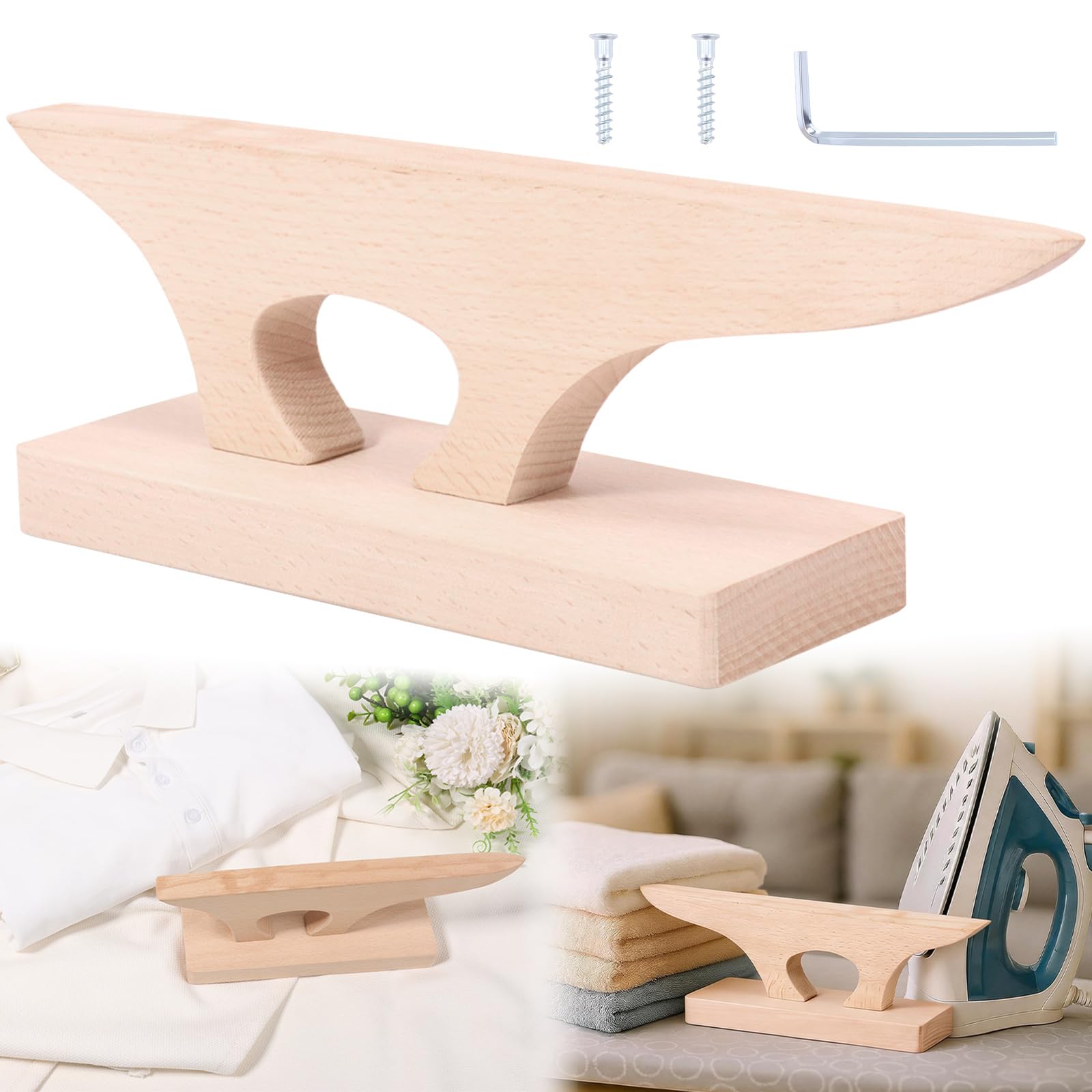 Tailors Point Presser and Clapper,2 in 1 Beech Wood Tailor Point Presser and Pounding Block Seam Flattening Steam Absorbing for Sewing Quilting Dressmaking Embroidery