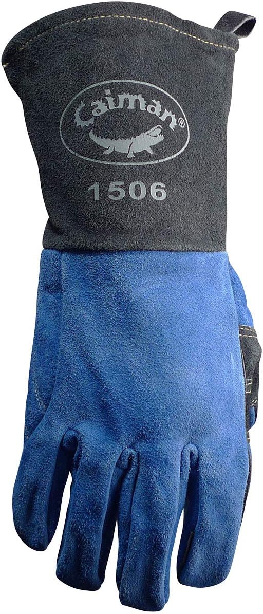 Caiman Premium Split Cowhide MIG/Stick Welding Gloves,Fleece Lining,Kontour Design,Kevlar Stitching,Blue/Black,Large (1506) - Image 2