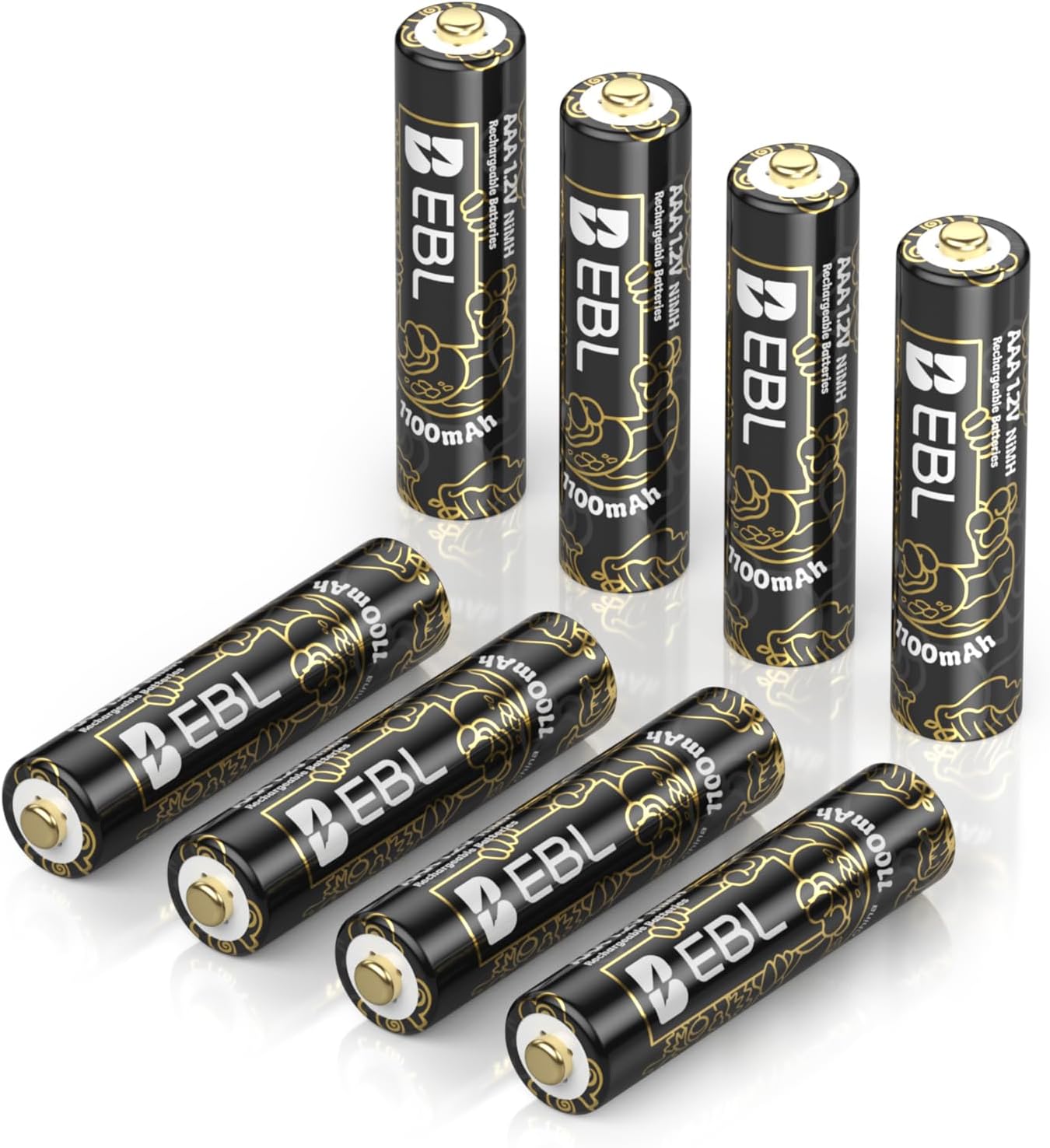 EBL Rechargeable AAA Batteries 1100mAh 8 Counts NiMH AAA Rechargeable