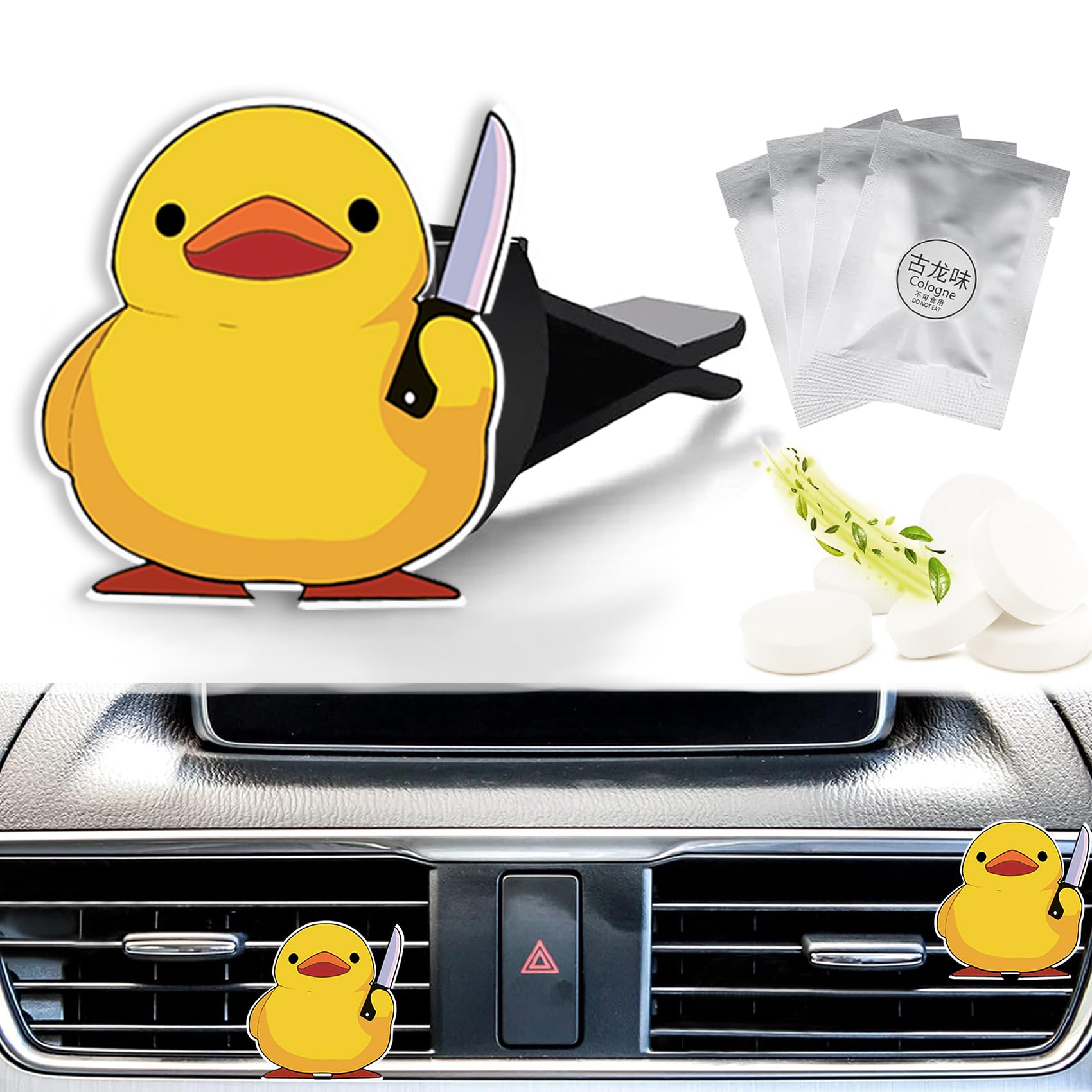 Cute Car Air Freshener Clips Duck Car Vent Clip Threatening Duck Cars Scents Cologne Air Conditioner Clip Auto Vent Interior Decoration Cars Accessories Duck Loves Gifts for Men Women